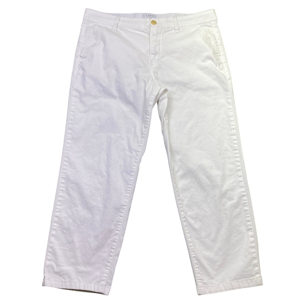 Curve Appeal White Cropped Chino Pants Size 8/29 Stretch Cotton Boho Preppy
